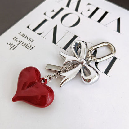Elegant Bow Heart Keychain Bag Charm