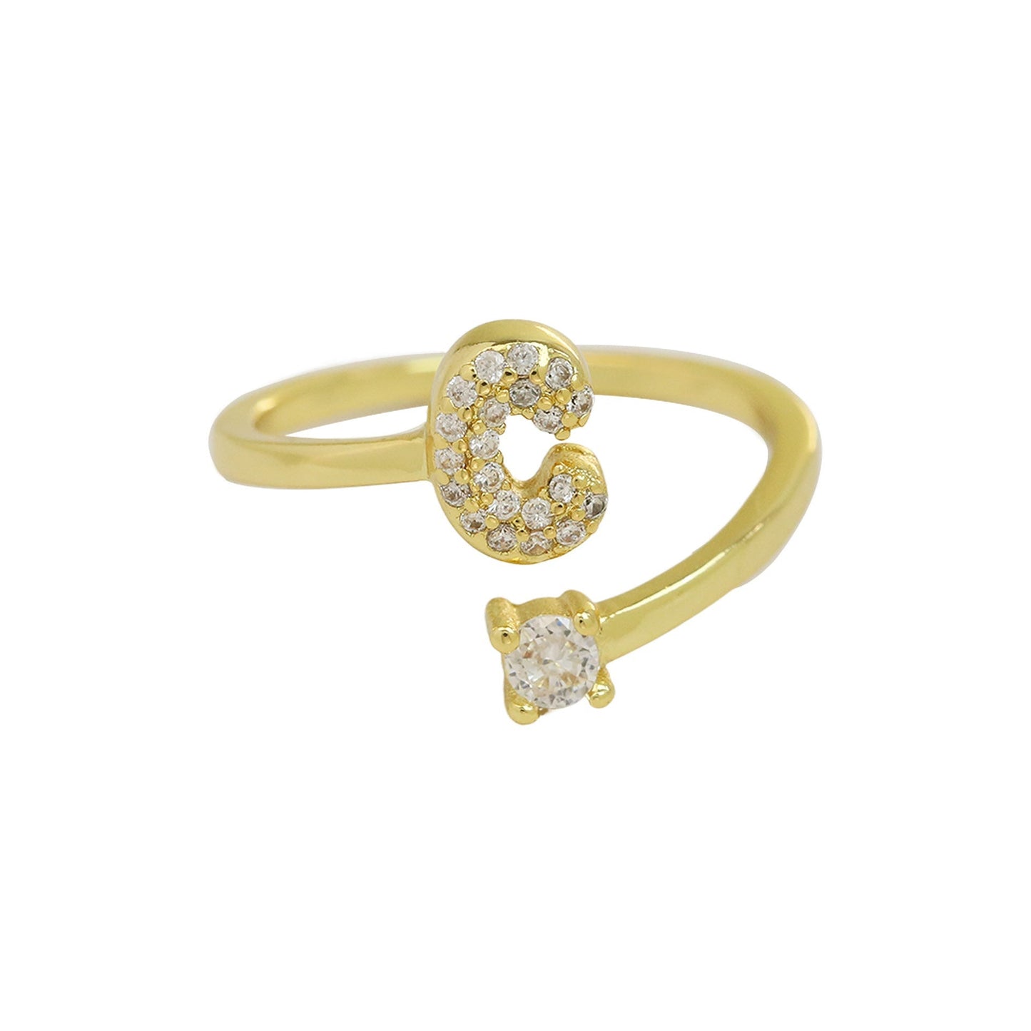 Letters A–Z Sparkling Zircon Adjustable Ring