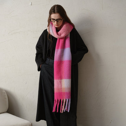 Plaid Color Block Warm Thicken Soft Scarve