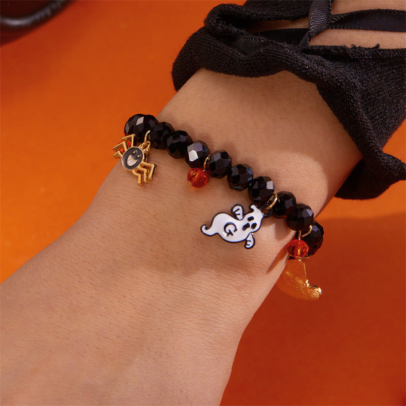 Spooky Ghost Pumpkin Spider Charm Halloween Bracelet