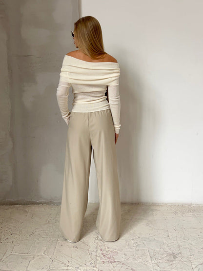 Off Shoulder Sexy Solid Color Knit Top