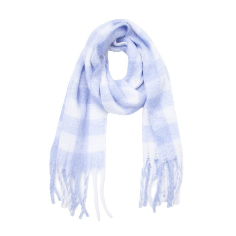 Plaid Contrast Color Tassel Scarves
