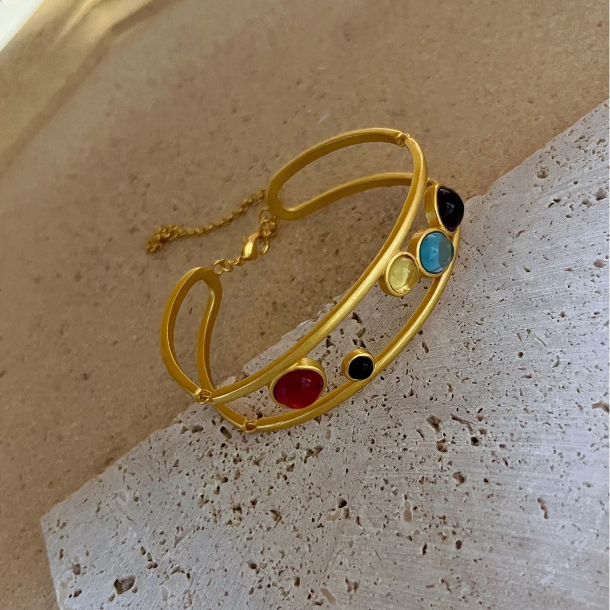 Colorful Gemstone Hollow Out Bracelets