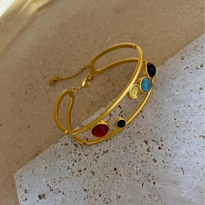 Colorful Gemstone Hollow Out Bracelets