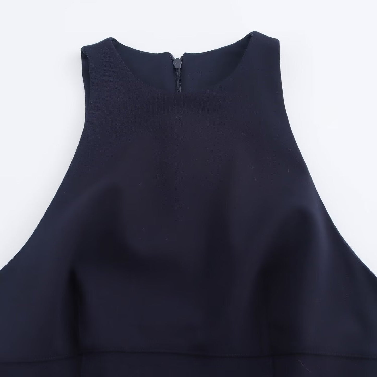 Trendy Round Neck Pleated Mini Dress