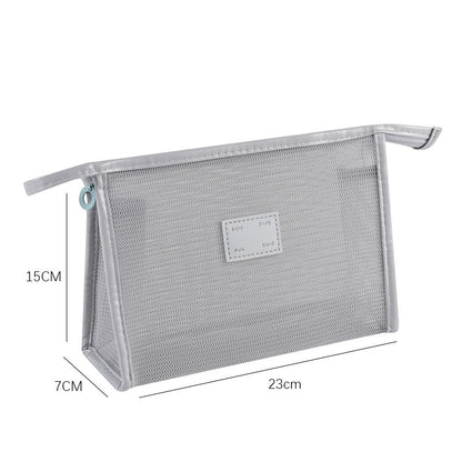 Solid Color Mesh Large Capacity Make Up Bags