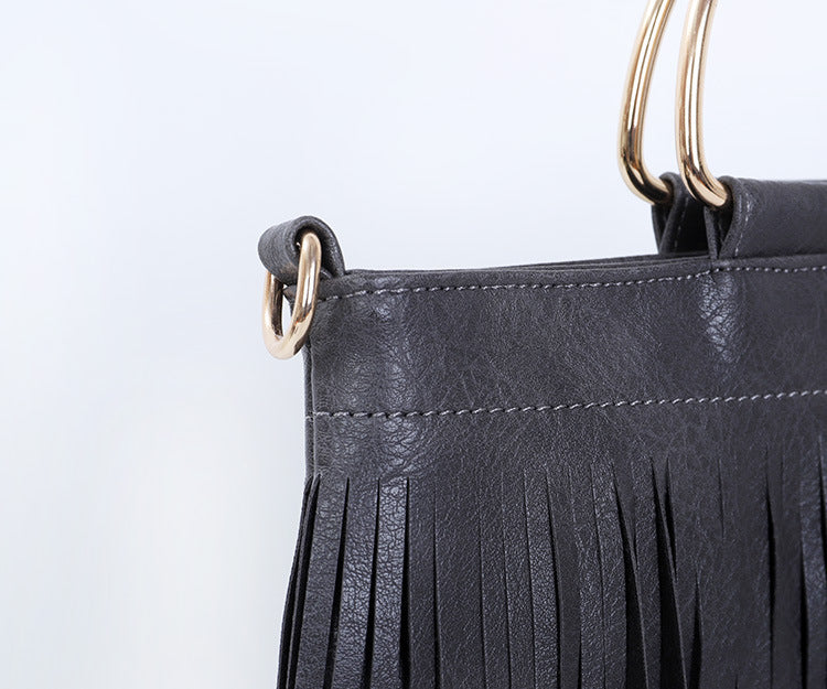 Casual Solid Color Tassel Shoulder Bag