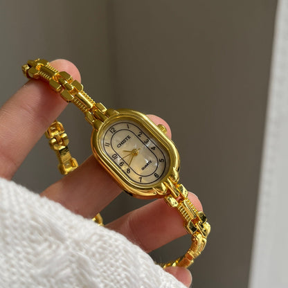 Vintage Gold Oval Bracelet Quartz Watch