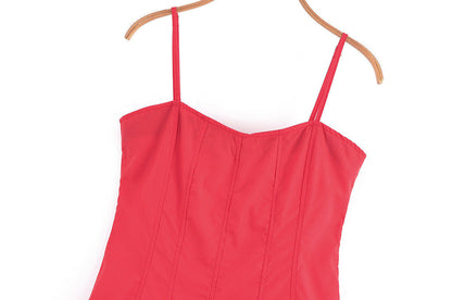 Slim Solid Color Spaghetti Midi Dresses