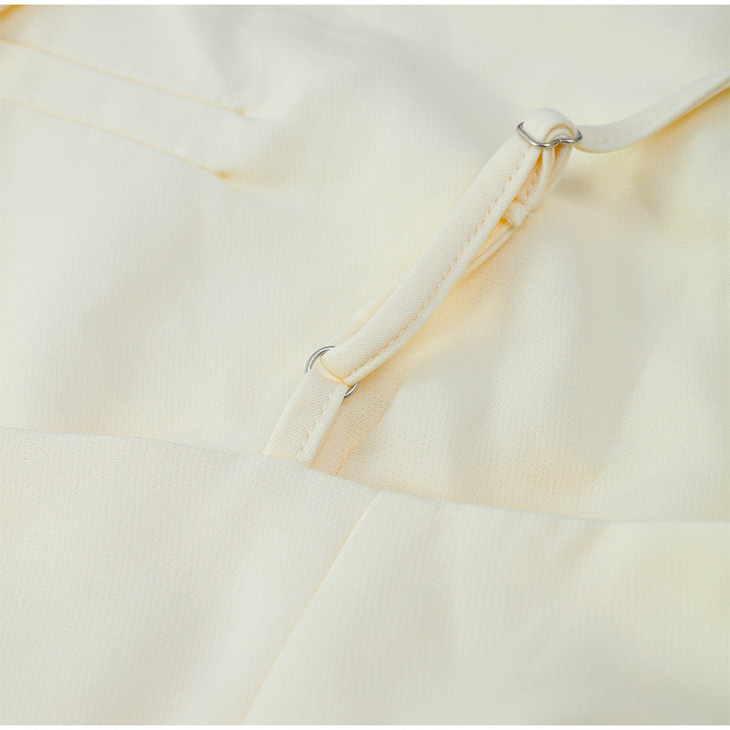 Elegant Pleated String Tie Backless Dress