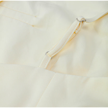 Elegant Pleated String Tie Backless Dress