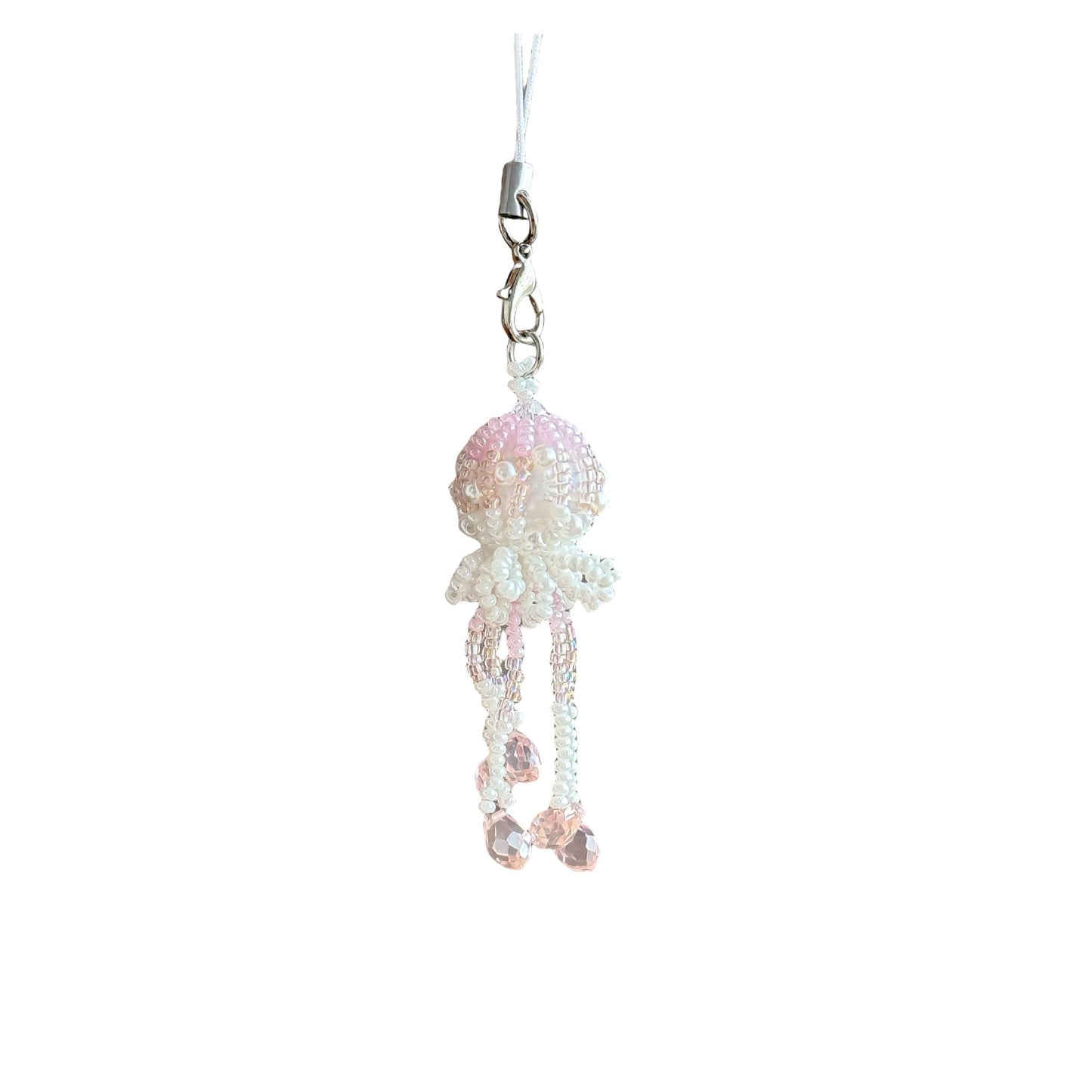 Handmade Jellyfish Beaded Tassel Keychain Bag Charm