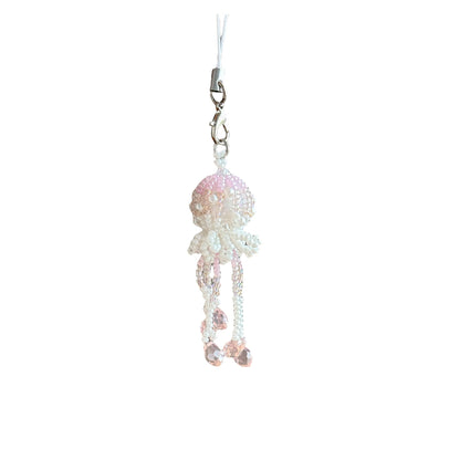 Handmade Jellyfish Beaded Tassel Keychain Bag Charm