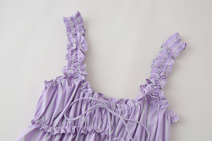 Casual Striped Sleeveless Top and Long Pants Sets