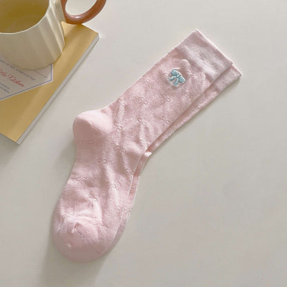 Embroideried Bow Breathable Thin Socks