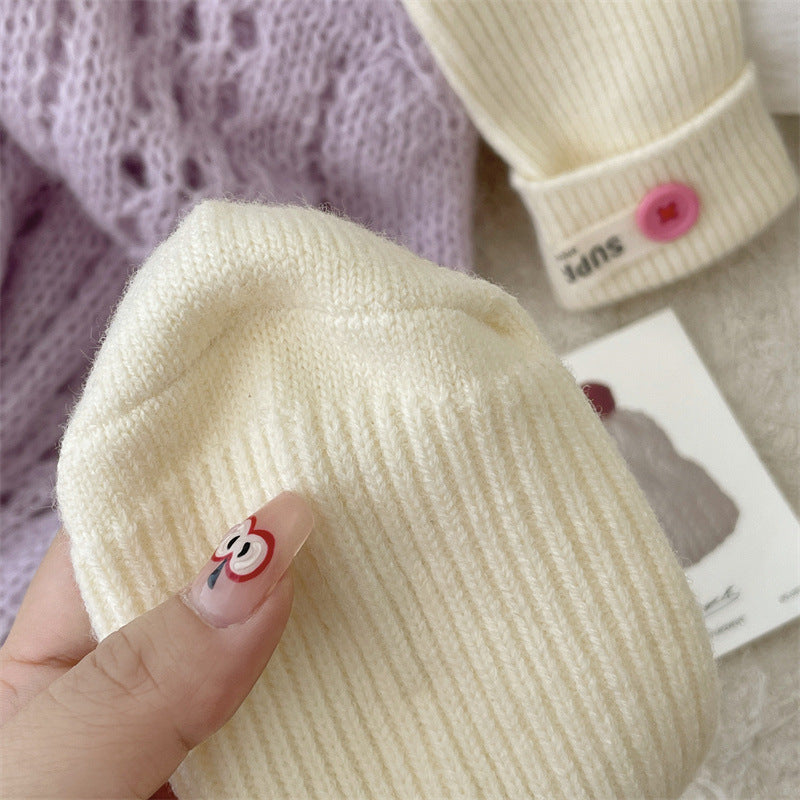 Candy Color Button Sweet Simple Socks