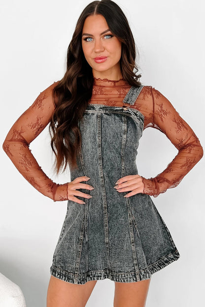 Washed Denim Spaghetti Mini Dress