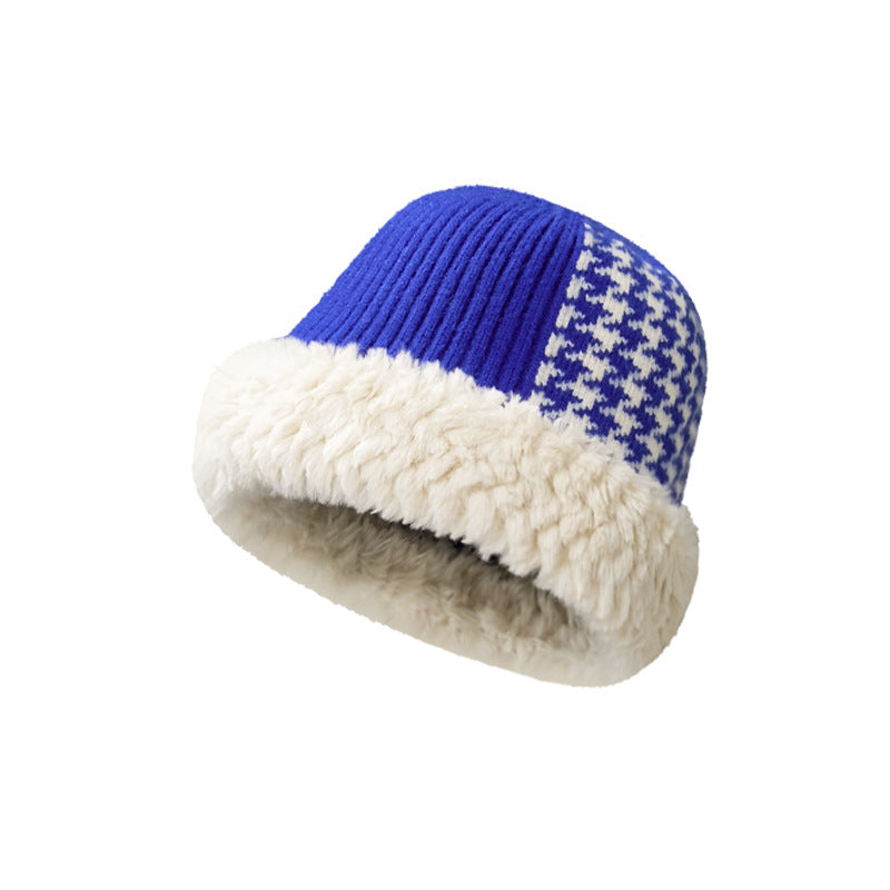 Color Block Plushed Padded Bucket Hat