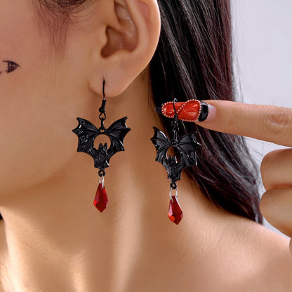 Vintage Gothic Bat Halloween Dangle Earrings