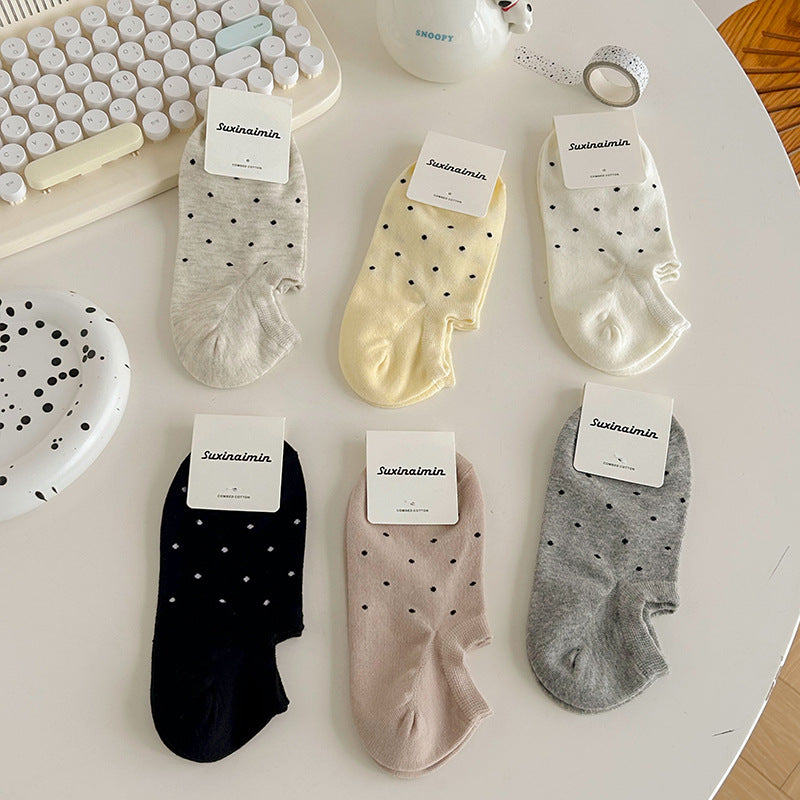 Polka Dot Simple Low Ankle Socks