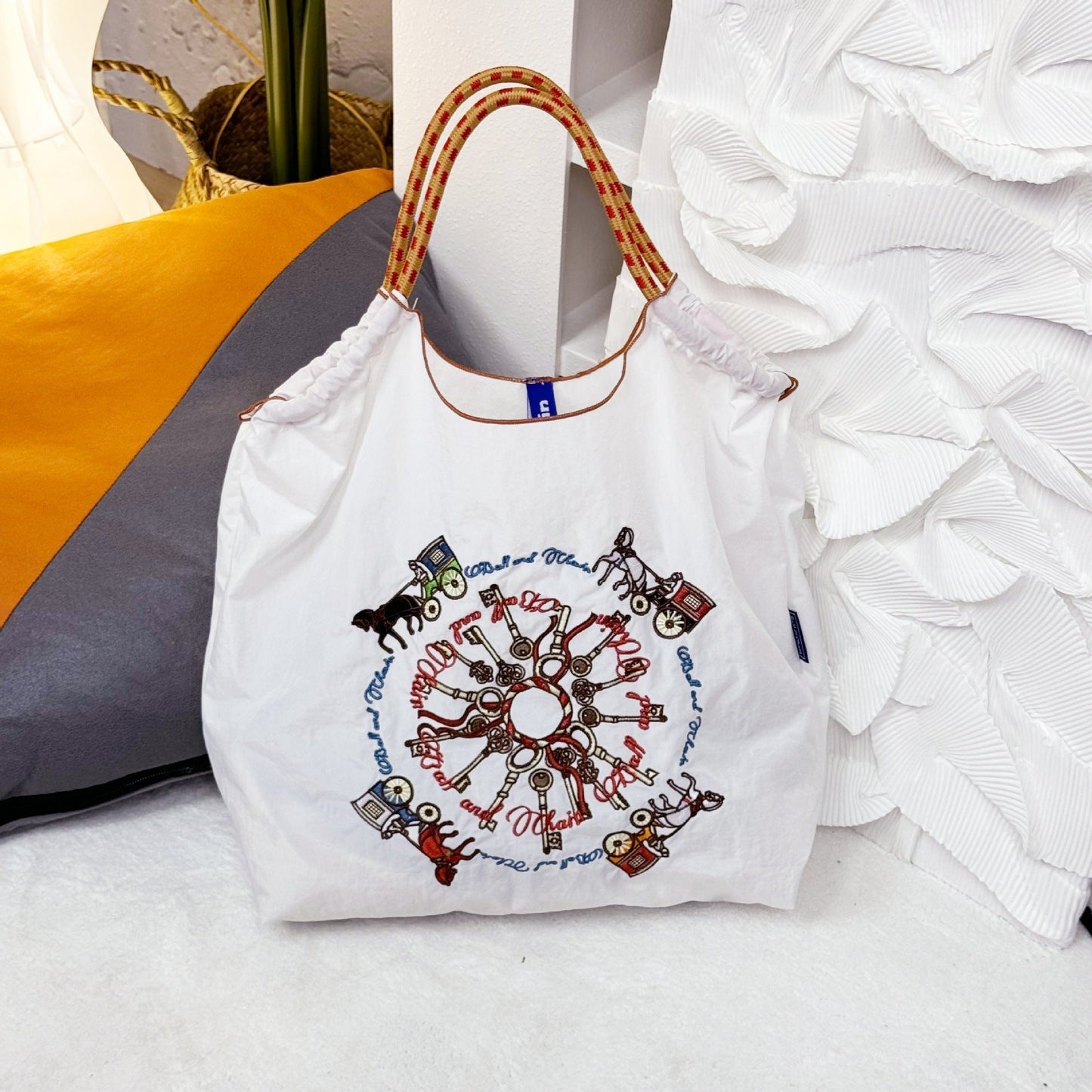 Love Embroidered Large Capacity Shopping Bag