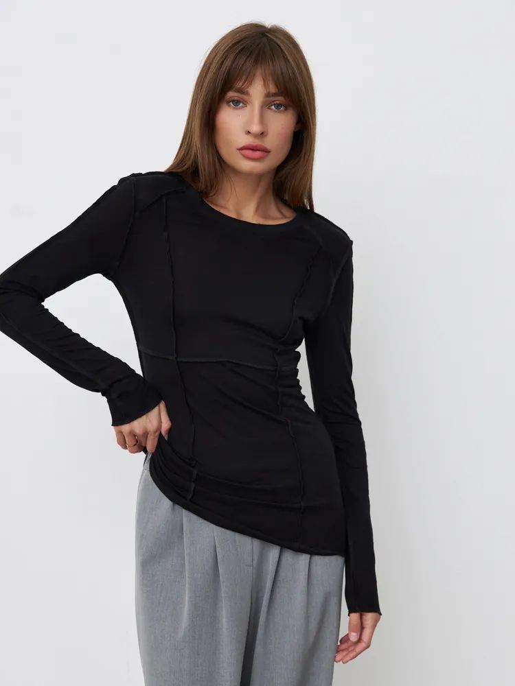 Patchwork Round Neck Simple Tops