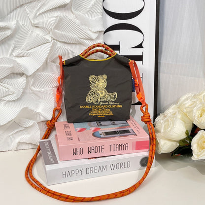 Mini Embrodered Nylon Shopping Shoulder Bag