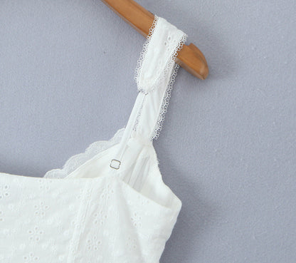 White Sweet Flounce Sleeveless Top Skirt Set