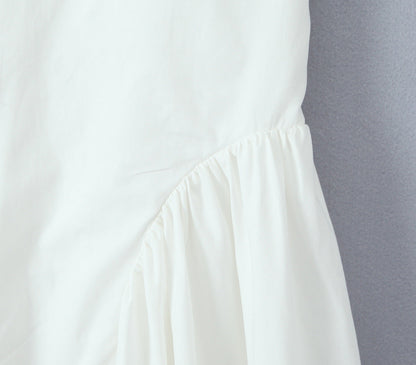 Solid Color Halter V-Neck Ruffle Maxi Dress