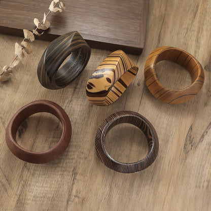 Vintage Irregular Stripe Wooden Bracelets