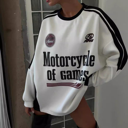 Vintage Letter Print Loose Hoodie