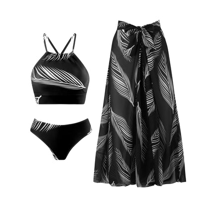 Feather Print Swimwear with Cover