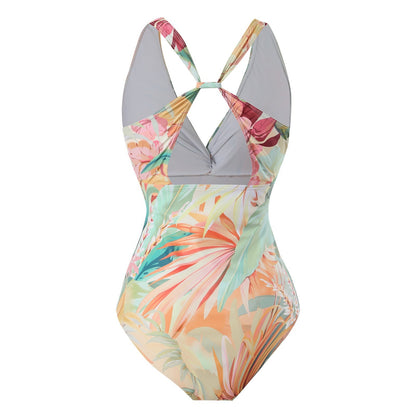 Backless Floral Print Swimwears with Covers