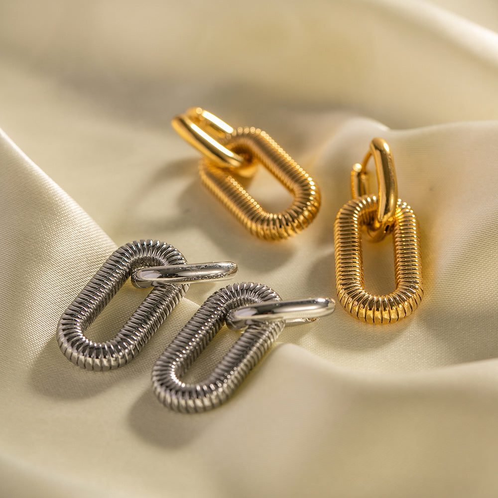 Gold Plated Stainless Steel Chain Hoop Earrings