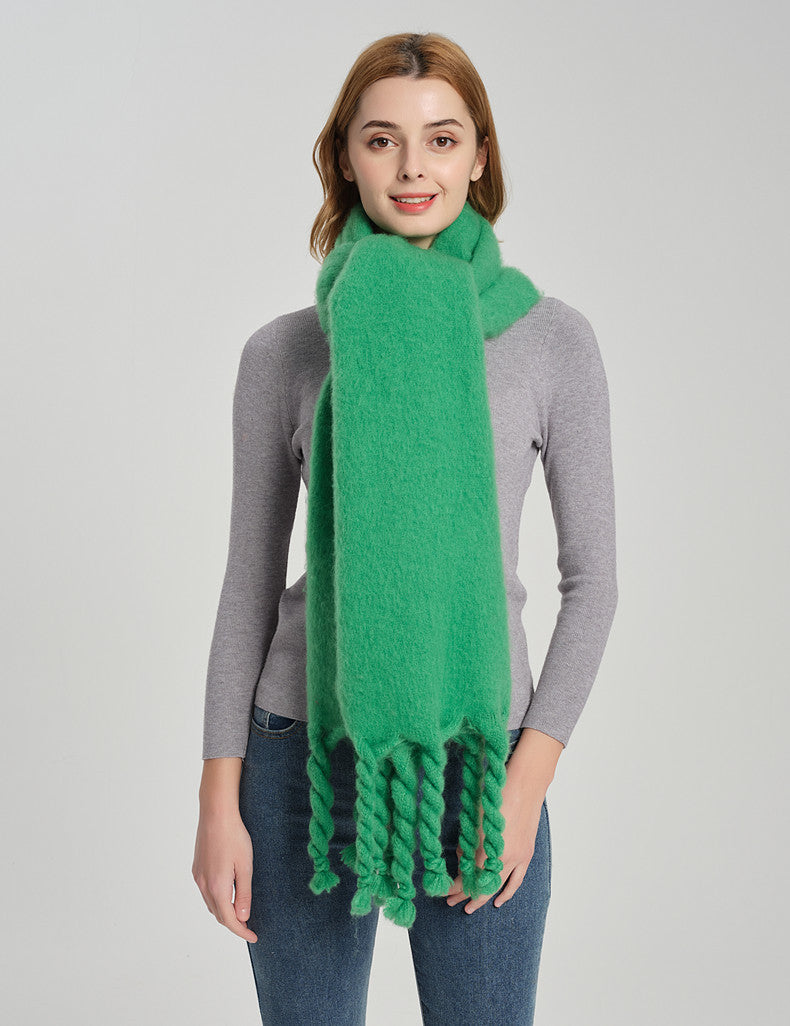 Simple Solid Color Tassel Scarves
