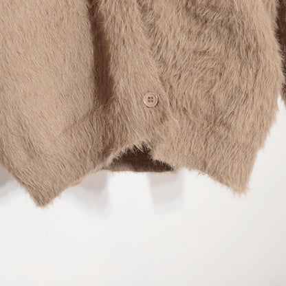 V-Neck Loose Mohair Sweater Cardigan