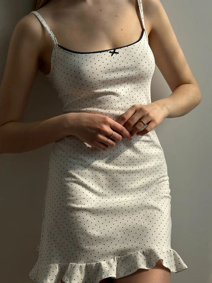 Polka Dot Spaghetti Knit Loungewear Nightwear