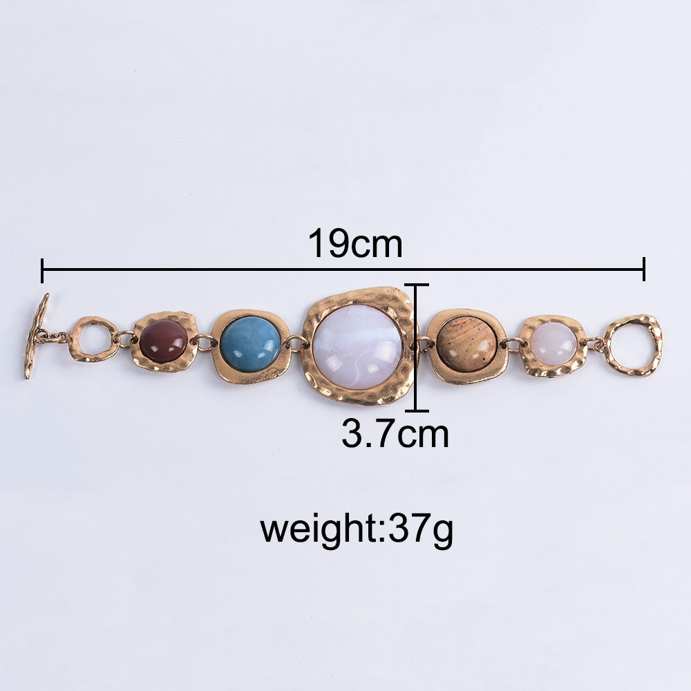 Trendy Personality Irregular Metal Stone Bracelet