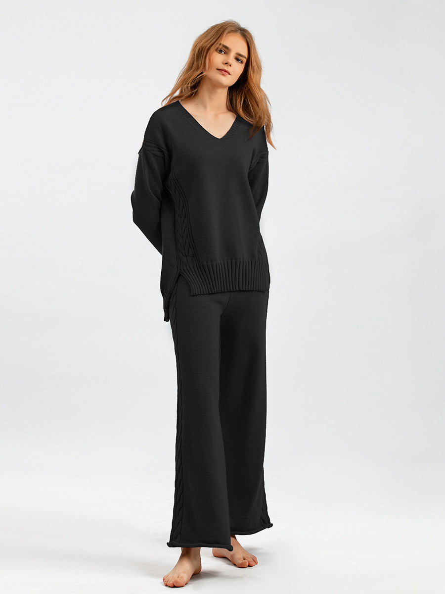 2+ V-Neck Side Split Knit Sets