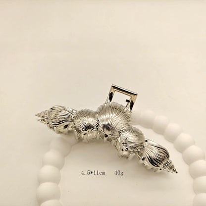 Elegant Striped Scallop Shell Hair Clip