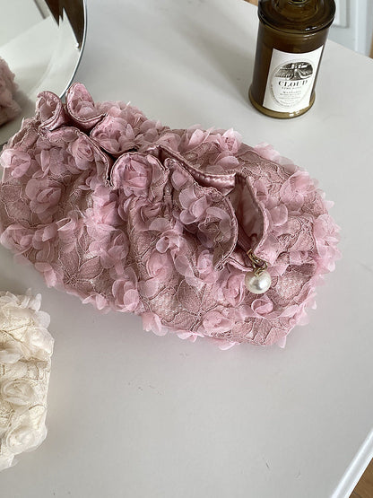 Flower Lace Pearl Cosmetic Bag
