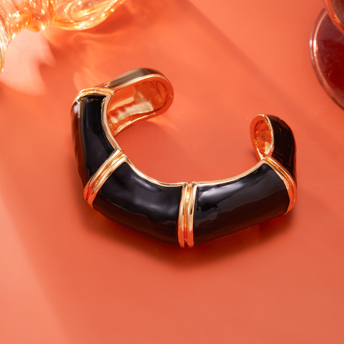 Vintage Enamel Open Wavy Bamboo Bracelets