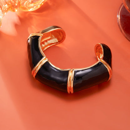 Vintage Enamel Open Wavy Bamboo Bracelets