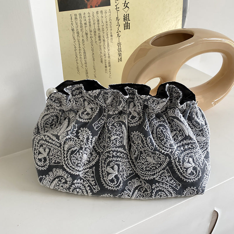 Floral Embroidered Lace Cosmetic Bag