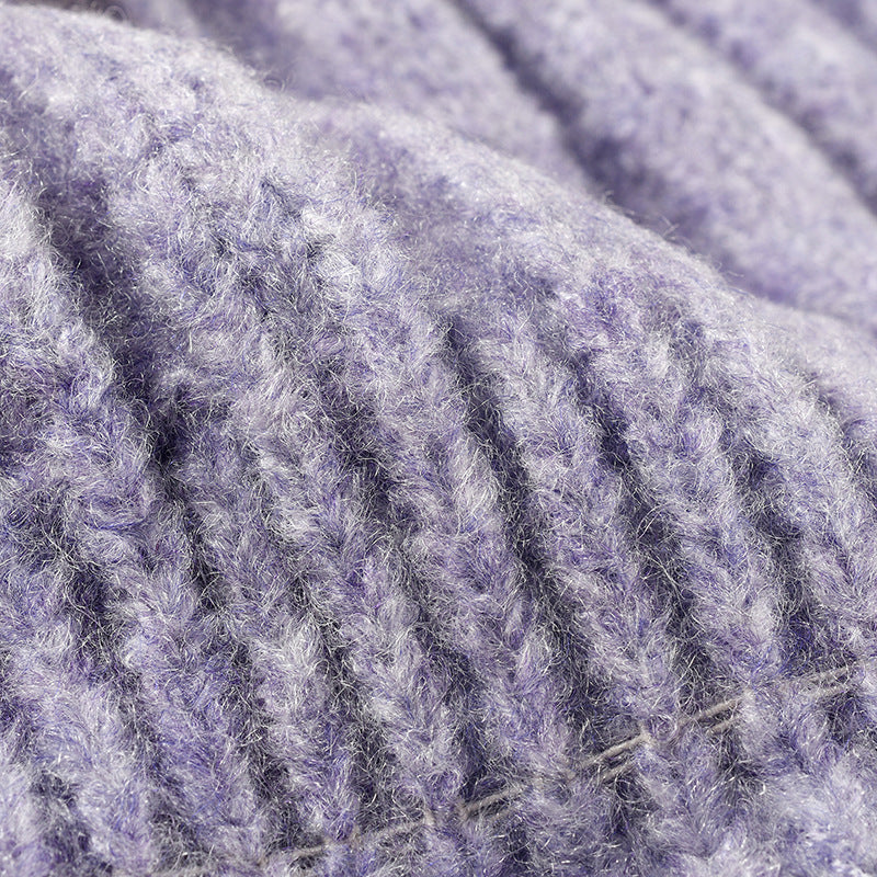 Fuzzy Ribbed Beanie Knitted Warm Winter Hat