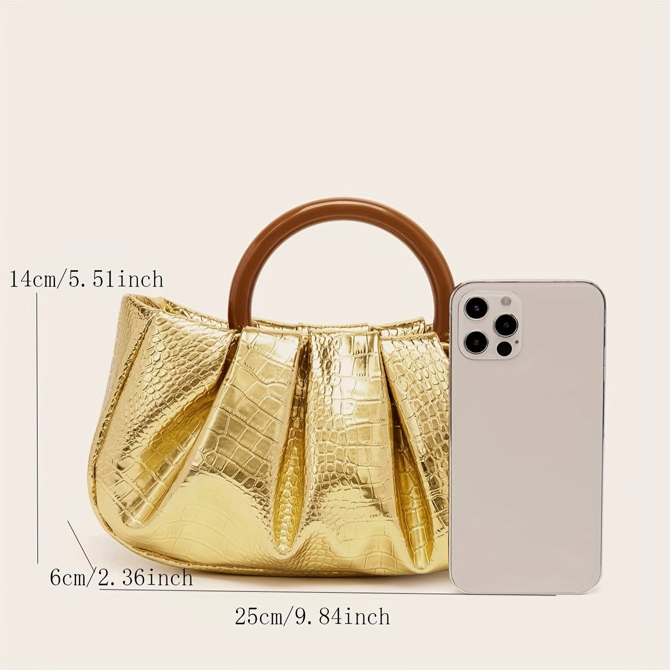Stylish Ruched Cloud Round Handle Evening Handbag