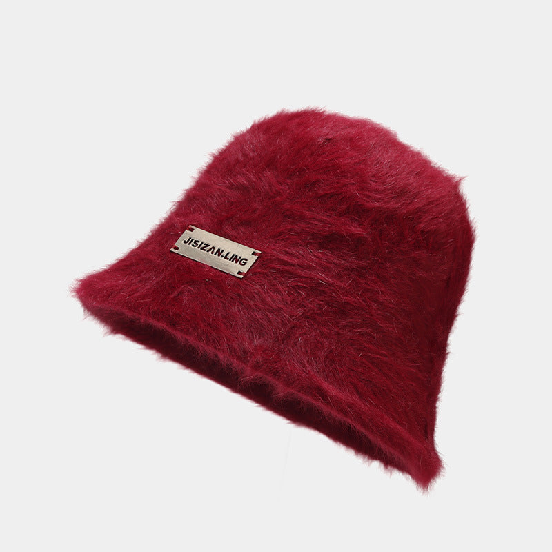 Soft Solid Color Fuzzy Warm Bucket Hat