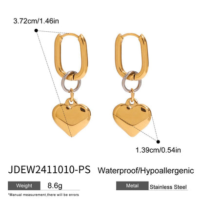 Love Pendant Cute Hoop Earrings