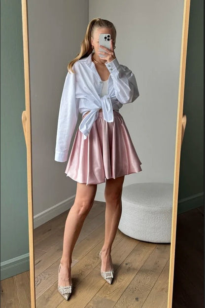 Elegant Pluffy Simple Mini Skirt