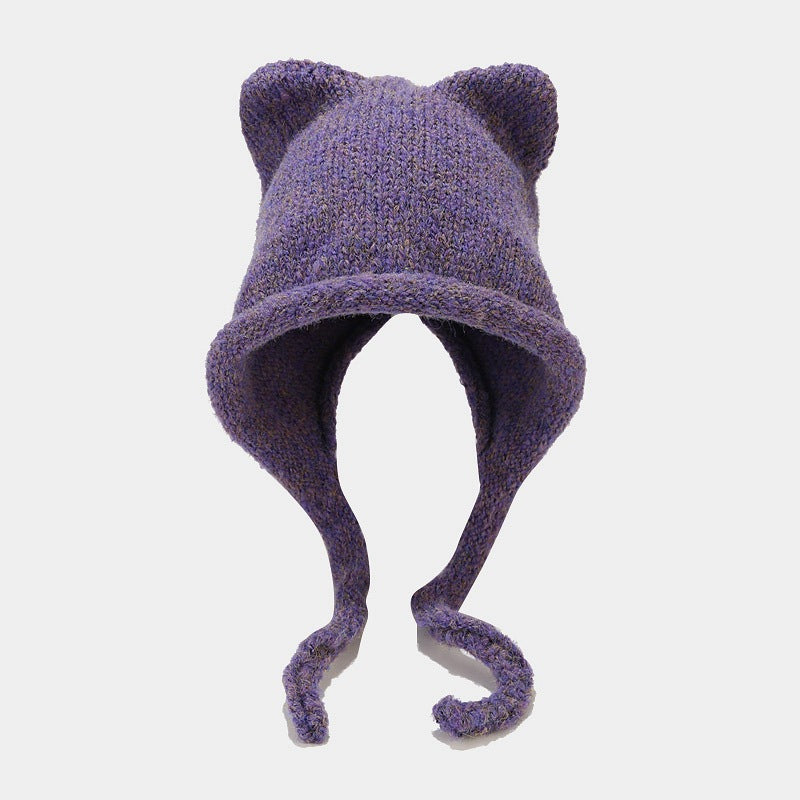 Cute Cat Ear Thermal Knit Beanie Hat